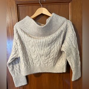 NWT Express Off The Shoulder Beige Chunky Cable Knit Sweater Women’s M